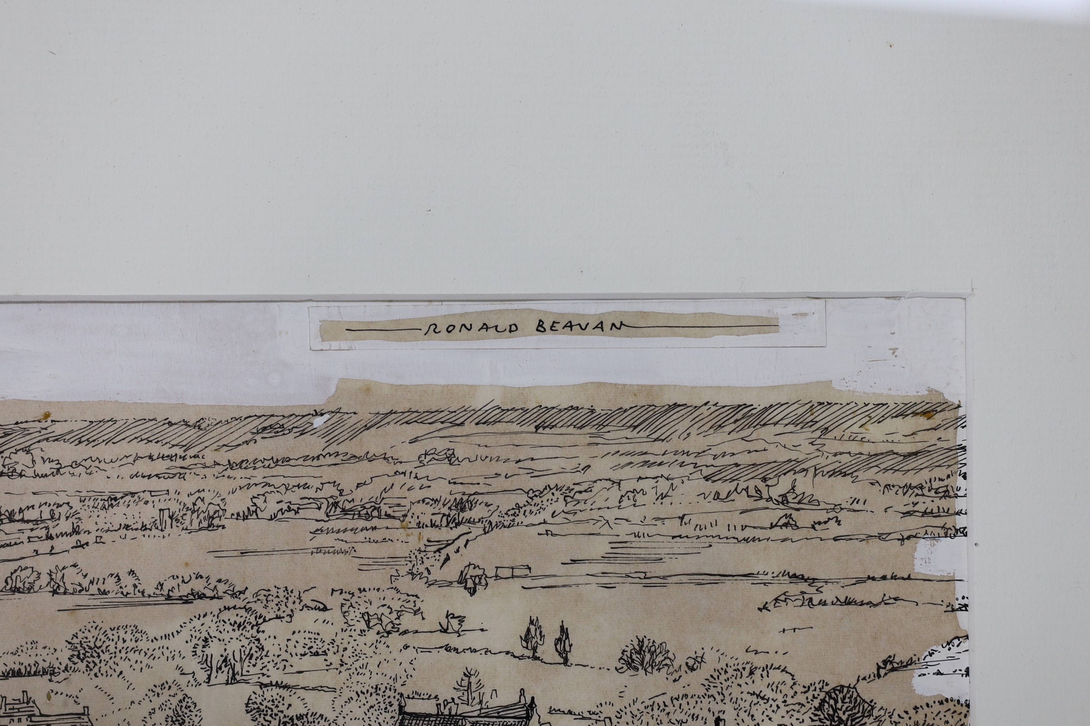 Ronald Beavan (20th.C), ink and mixed media, possibly for a book illustration, Stow-on-the-Wold, Cotswolds, 50cm x 33cm